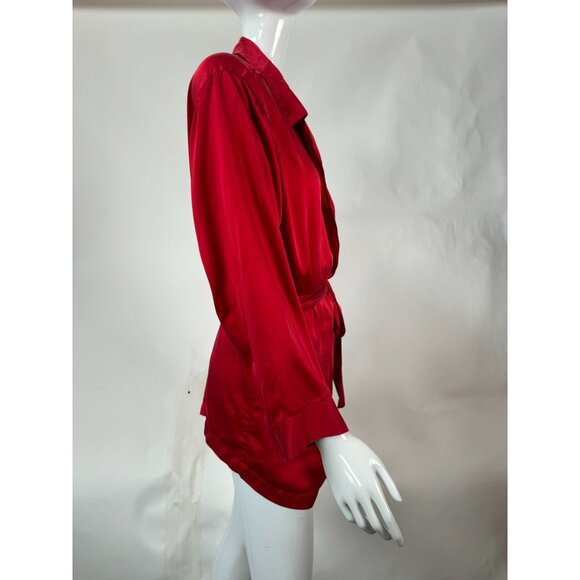 Marilyn Monroe By Warners Satin Red Wrap Robe With Belt & Embroidered Logo - Picture 10 of 16